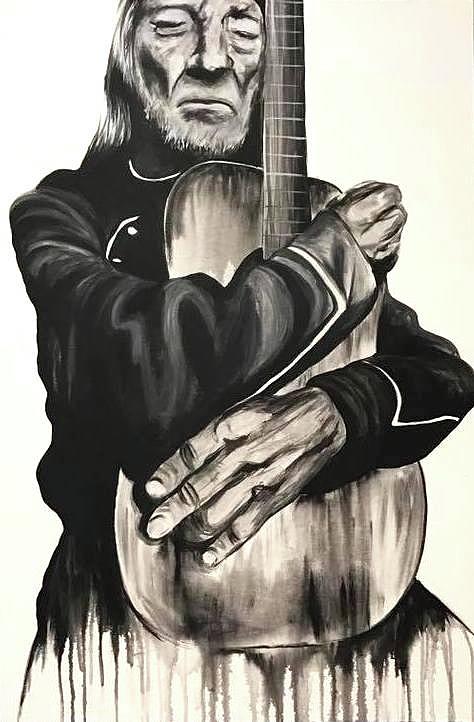 Melting Willie Nelson Painting by Emily Curtin