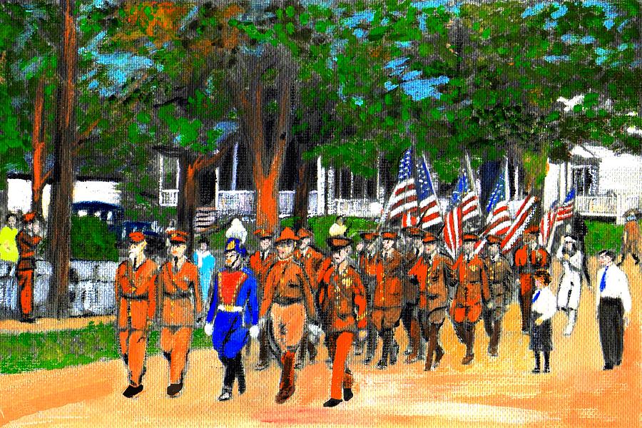 Memorial Day Parade 1930s Painting by Cliff Wilson