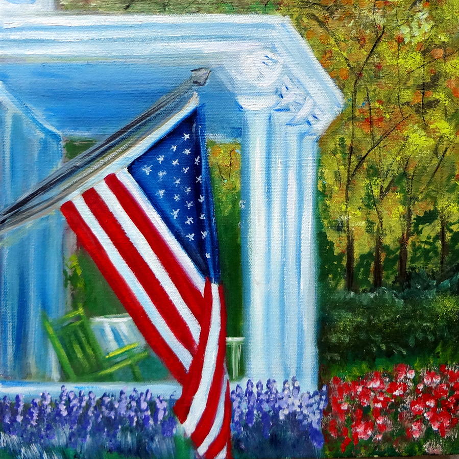 Memorial Day USA Flag Painting by Katy Hawk