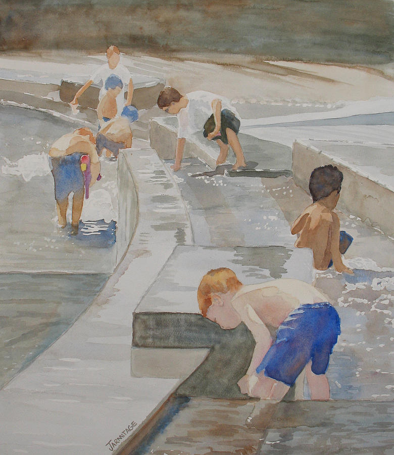 Fountain Painting - Memorial Day Waterworks by Jenny Armitage