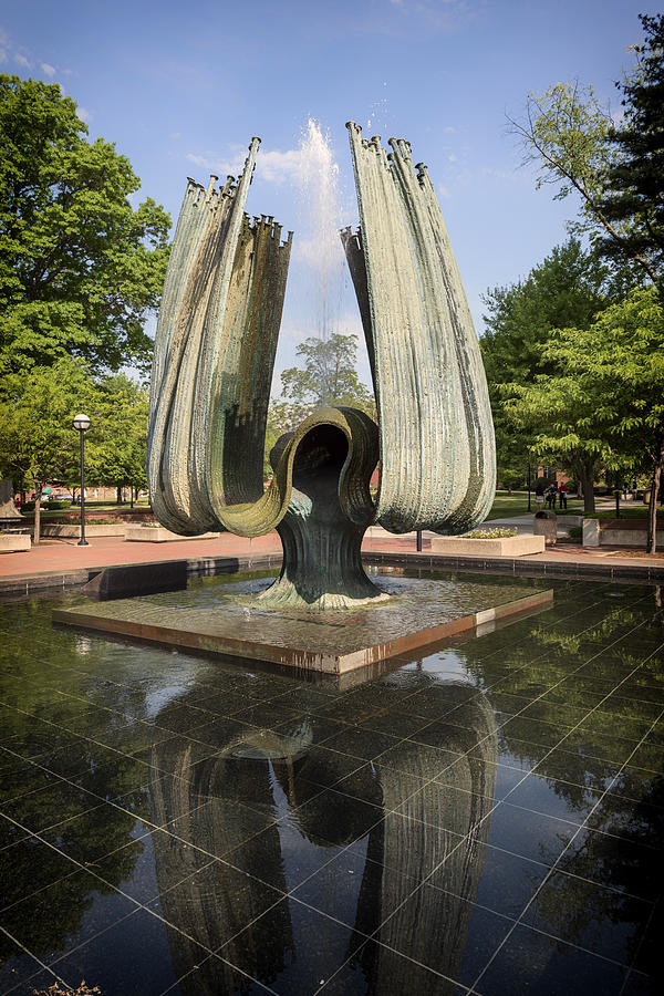 Marshall University Photograph - Memorial Fountain on the Campus of Marshall University by Mountain Dreams