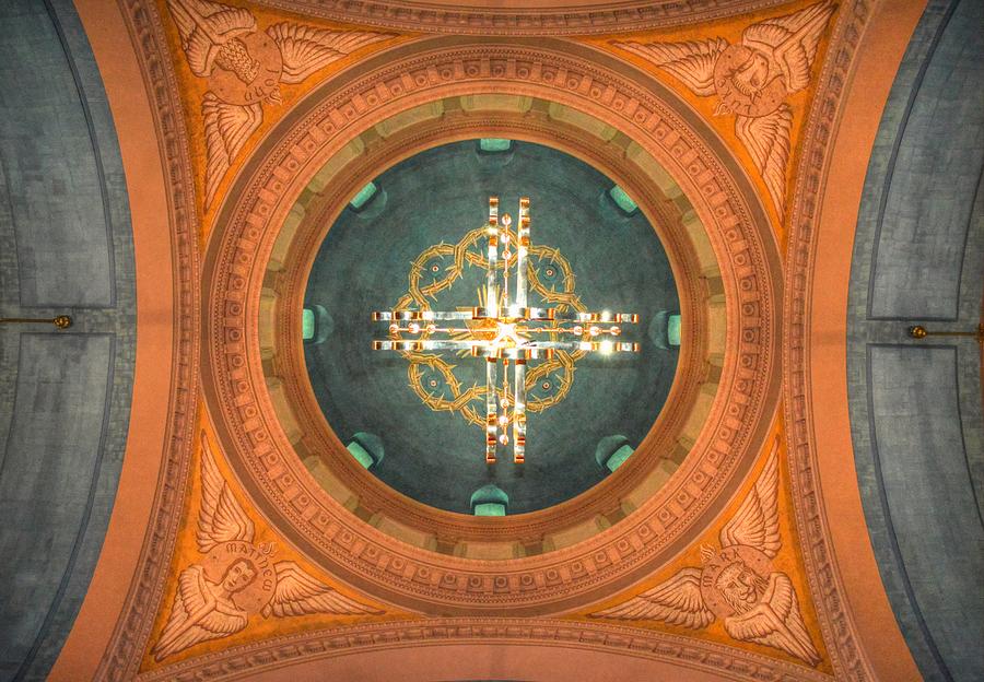 Architecture Photograph - Memorial Presbyterian Church ceiling by Linda Covino