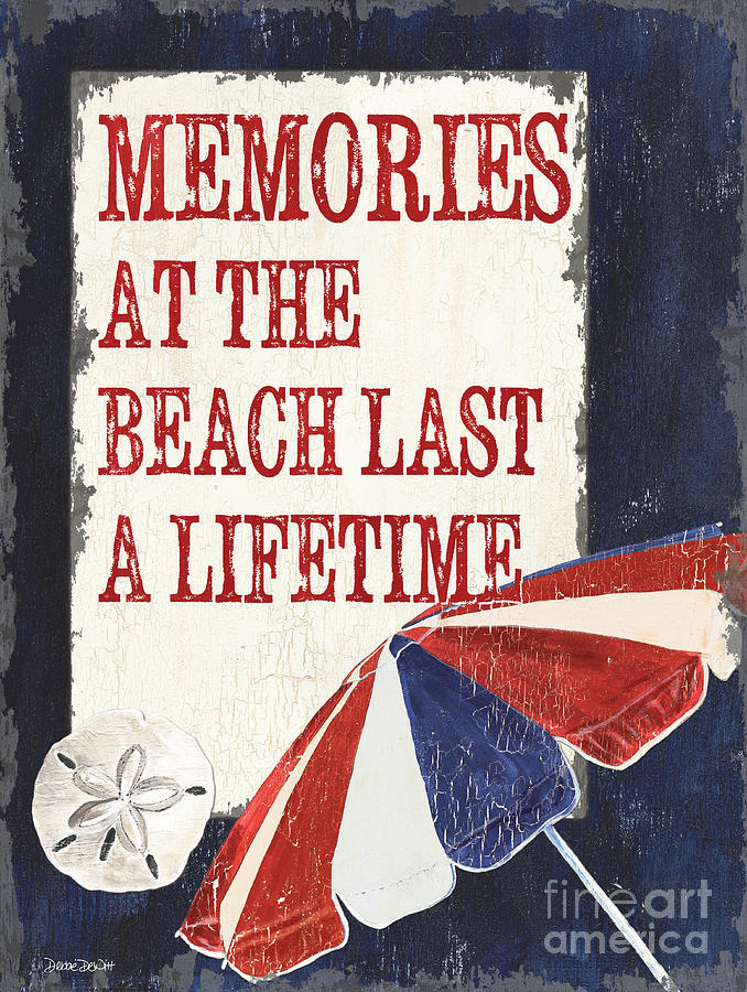Typography Painting - Memories at the Beach by Debbie DeWitt
