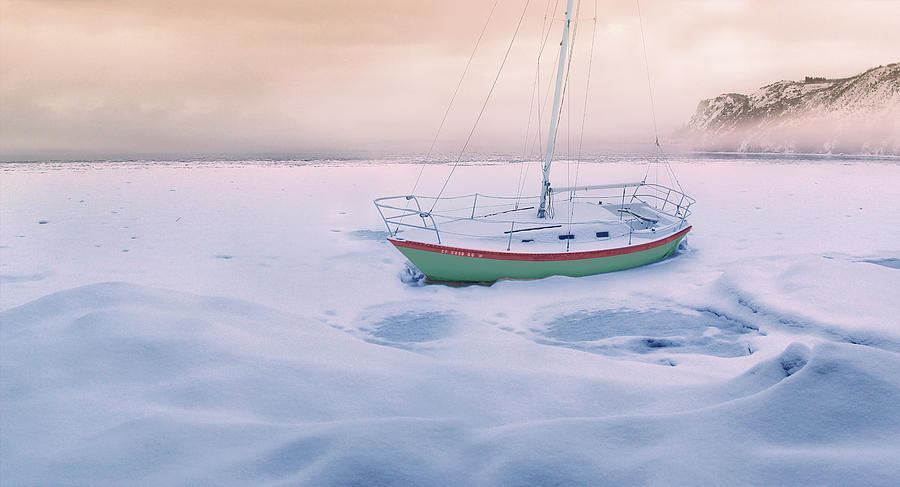 Boat Photograph - Memories of Seasons Past - Prisoner of Ice by John Poon