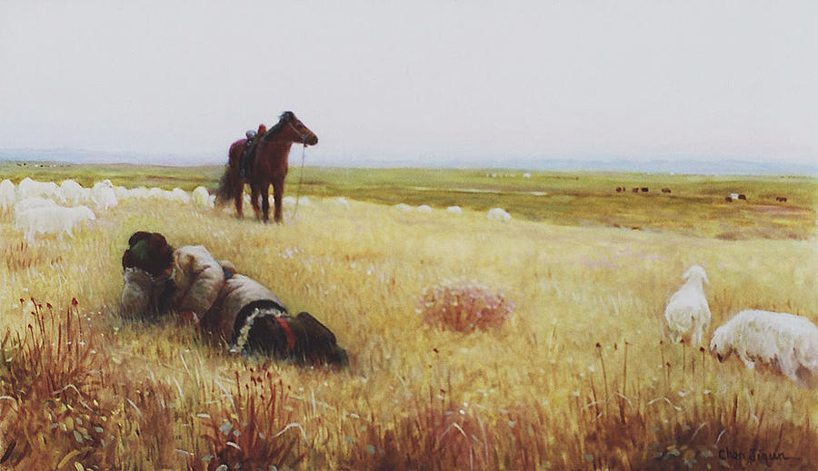 Memory Of Steppe Painting by Ji-qun Chen