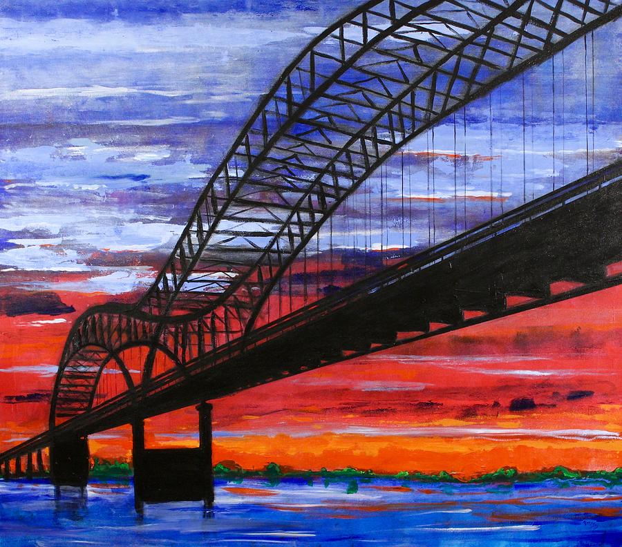 Memphis Bridge At Sunset Painting by Rollin Kocsis