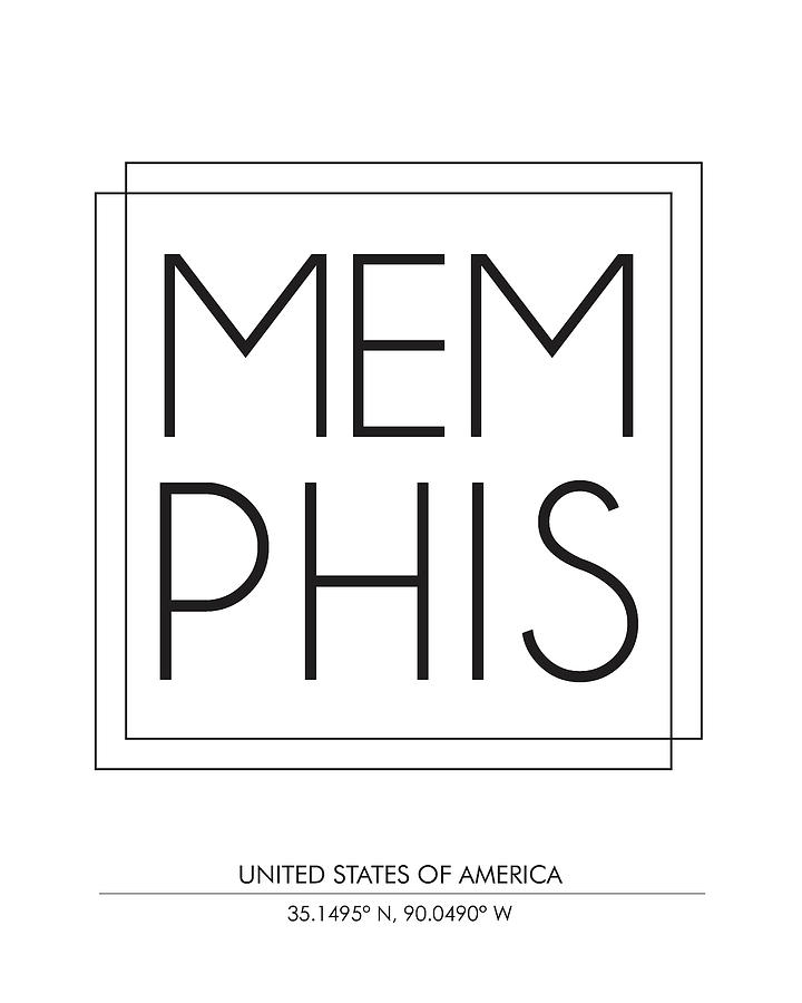 Memphis, United States Of America - City Name Typography - Minimalist City Posters #1 Mixed Media by Studio Grafiikka