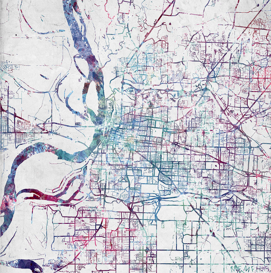 Memphis map Tennessee Painting by Map Map Maps | Fine Art America