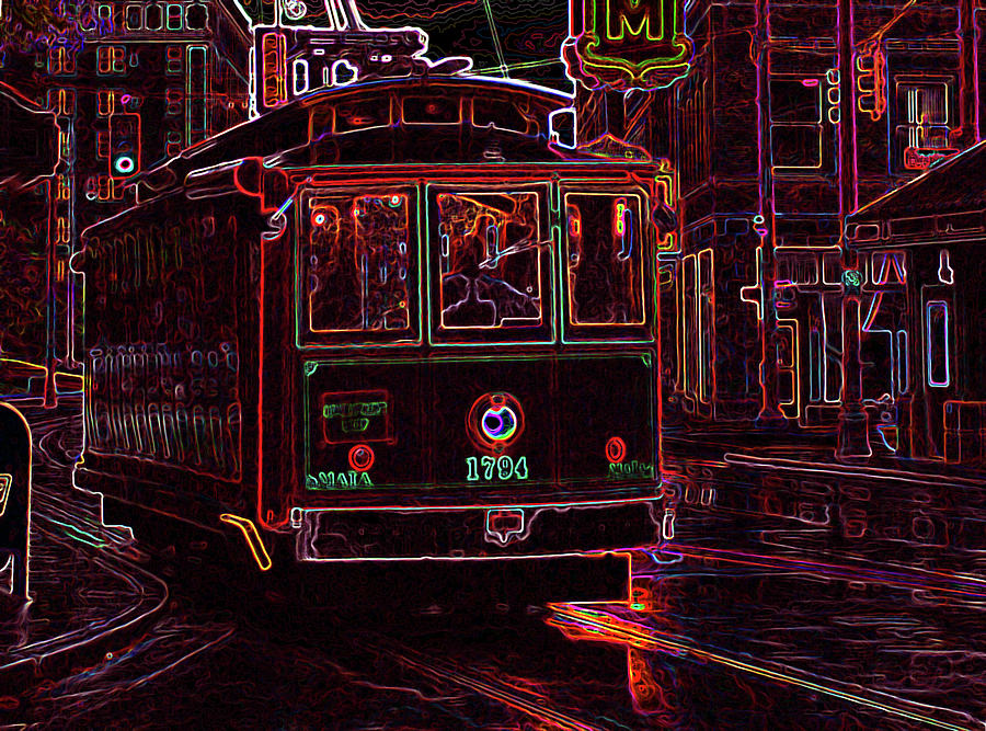 Memphis Photograph - Memphis Neon Streetcar in Rain by Don Wolf