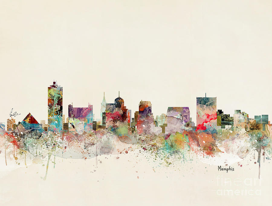 Memphis Painting - Memphis Skyline by Bri Buckley