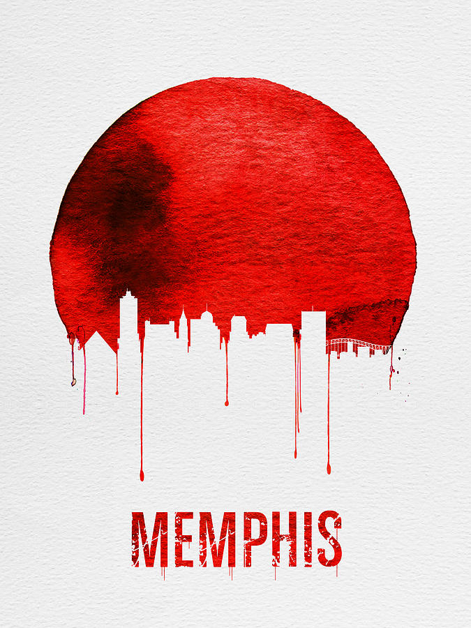 Memphis Painting - Memphis Skyline Red by Naxart Studio