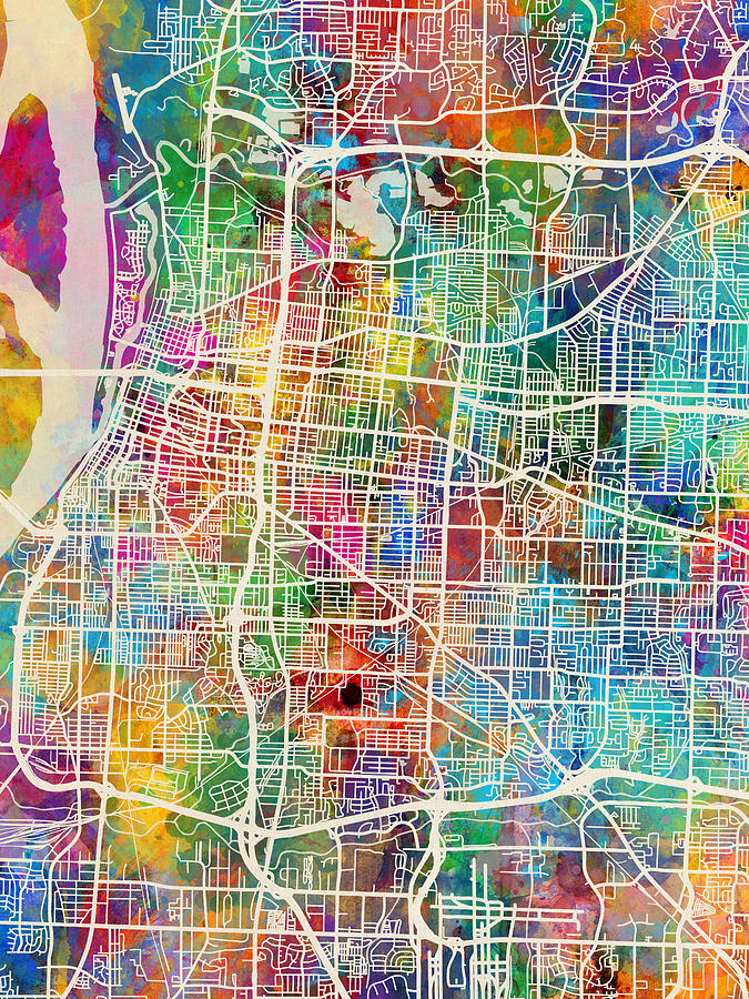 Memphis Tennessee City Map Digital Art by Michael Tompsett