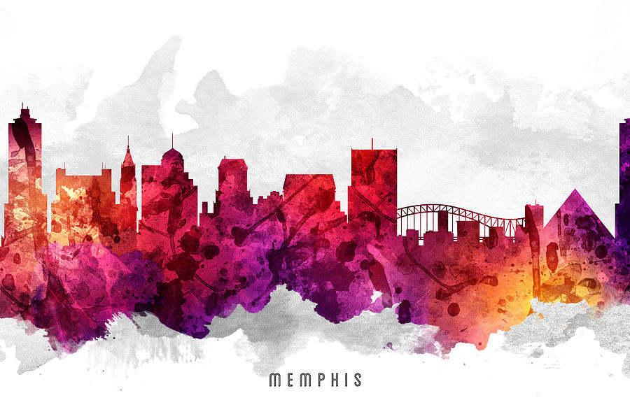 Memphis Painting - Memphis Tennessee Cityscape 14 by Aged Pixel