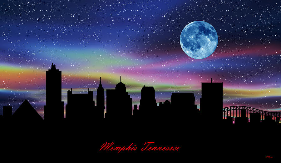 Memphis Tennessee Twilight Skyline Digital Art by Gregory Murray Fine