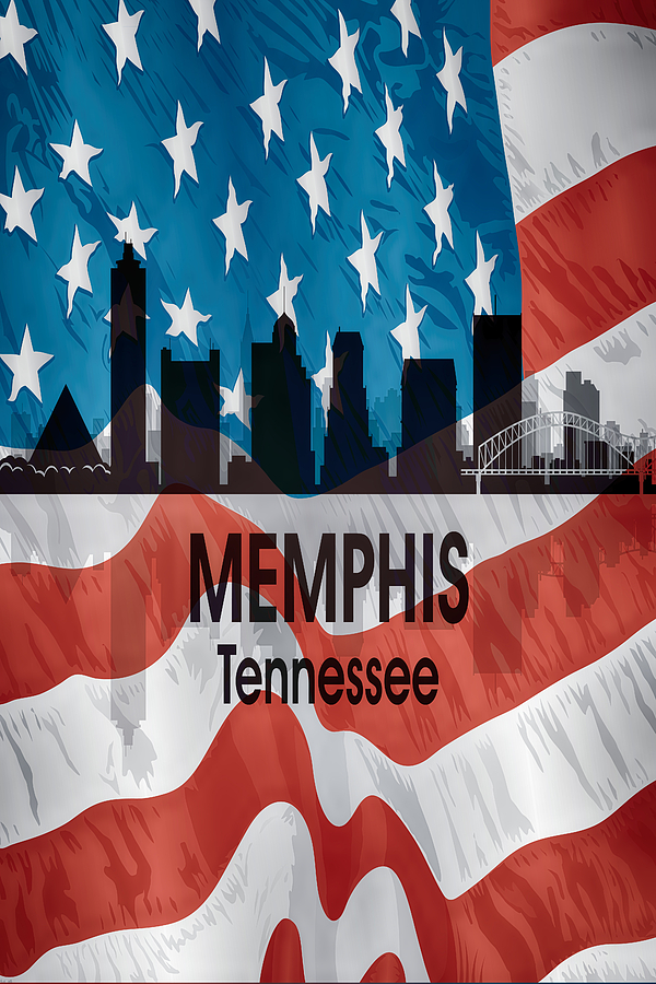Memphis Mixed Media - Memphis TN American Flag Vertical by Angelina Tamez