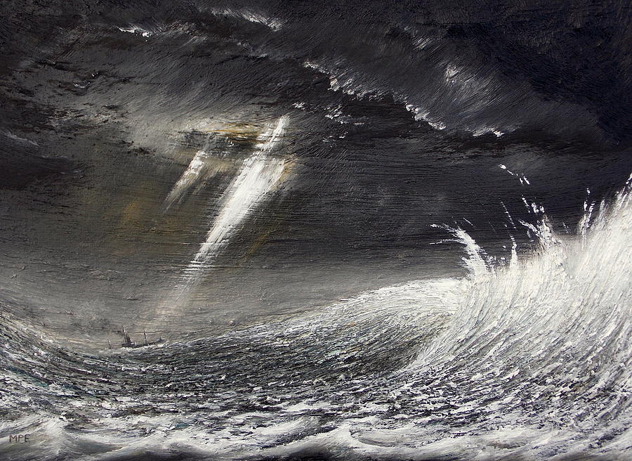 Dog Painting - Men Against the Sea by M P Elliott British Northern Artist