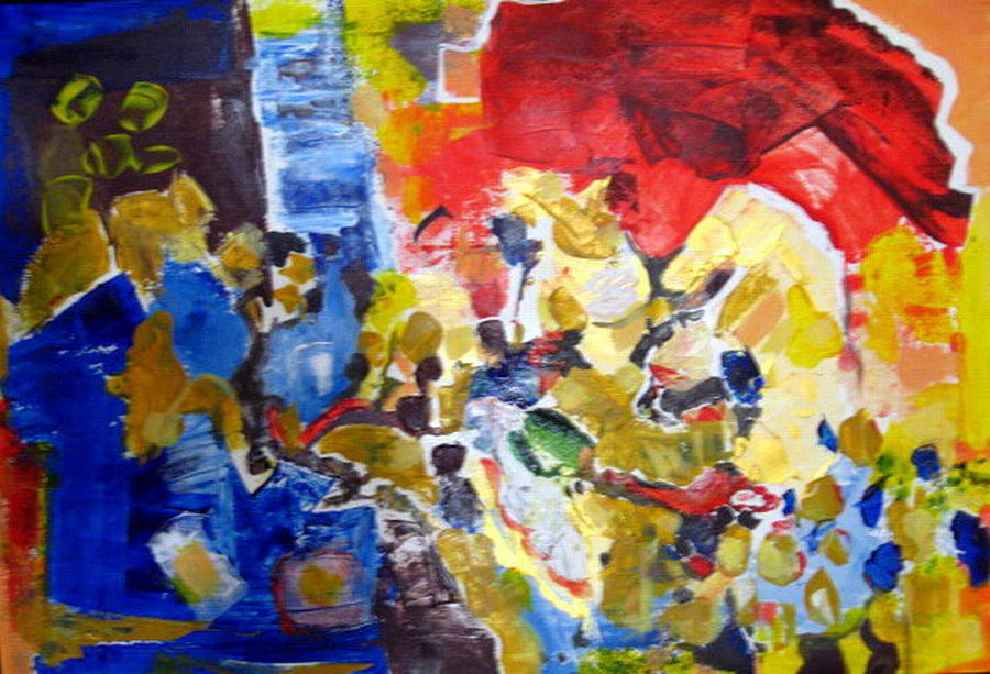 Abstract Painting - Men and Horses n by Therese AbouNader
