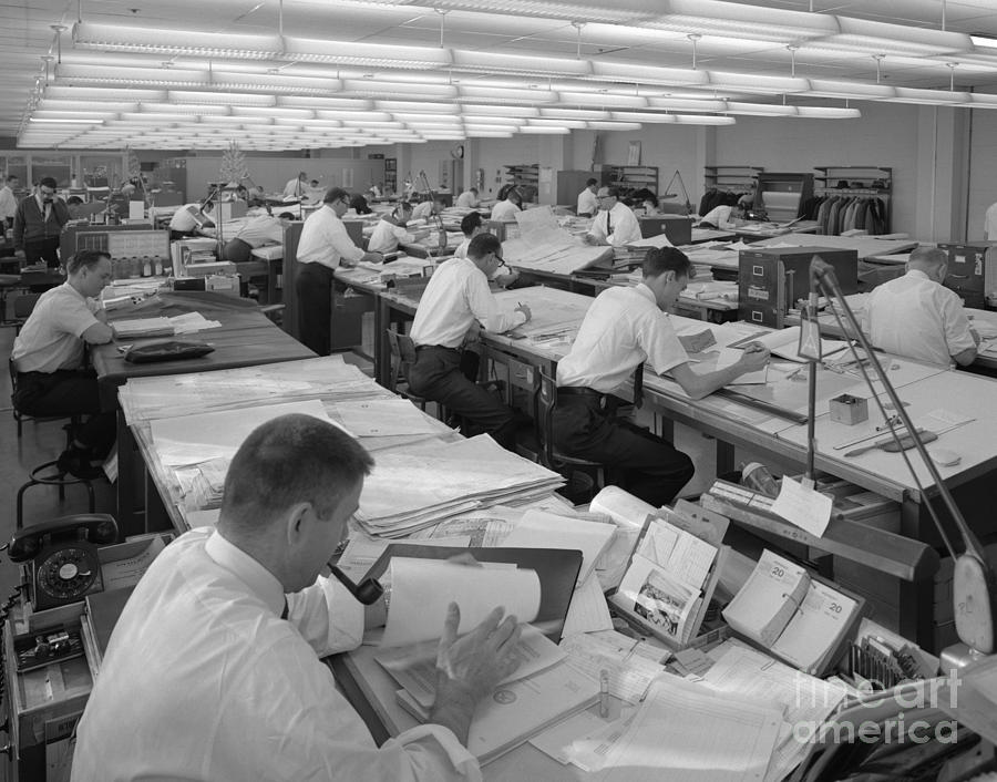 Men At Drafting Tables In Office Photograph by H. Armstrong Roberts/ClassicStock