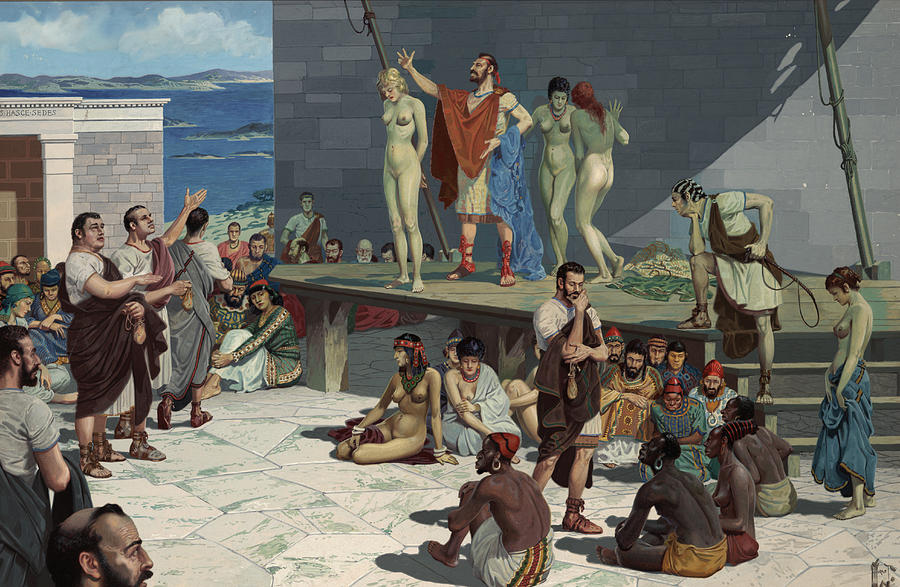 Men Bid On Women At A Slave Market Photograph By H M Herget