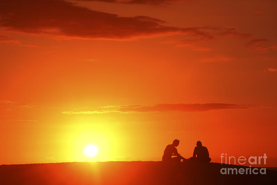 Men Enjoying Sunset Photograph by Vince Cavataio - Printscapes