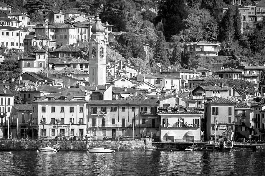 Menaggio Lake Como Italy Painterly BW Photograph by Joan Carroll