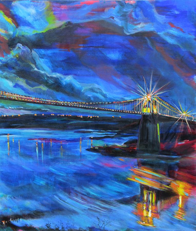 Menai Suspension Bridge Painting by Karin McCombe Jones
