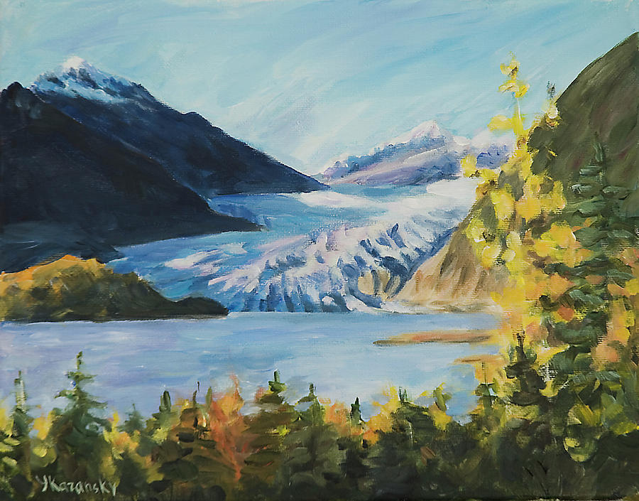 Mendenhall Glacier Juneau Alaska Painting by Yulia Kazansky