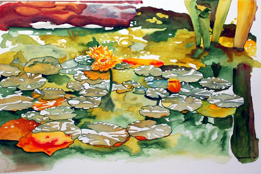 Mendocino Lily Pond Painting by Gerald Carpenter