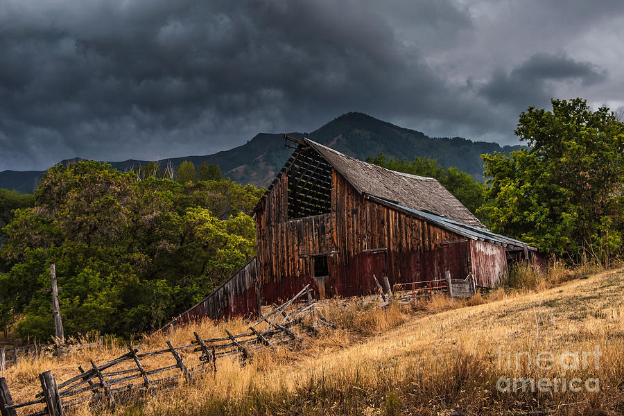 Mendon Utah Barn In Storm Photograph