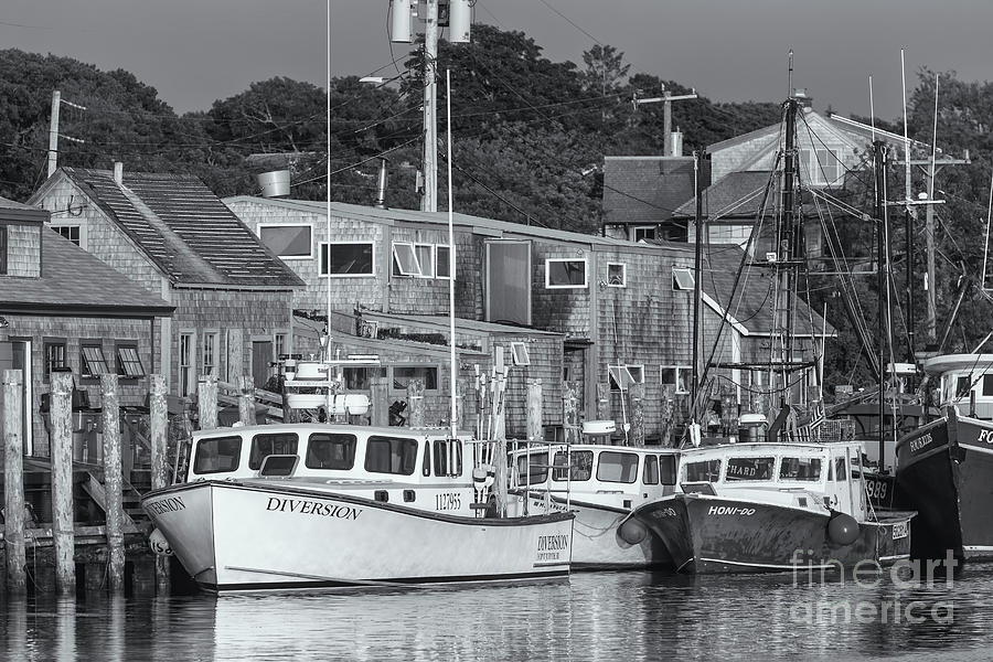 Black And White Photograph - Menemsha Fishing Boats II by Clarence Holmes