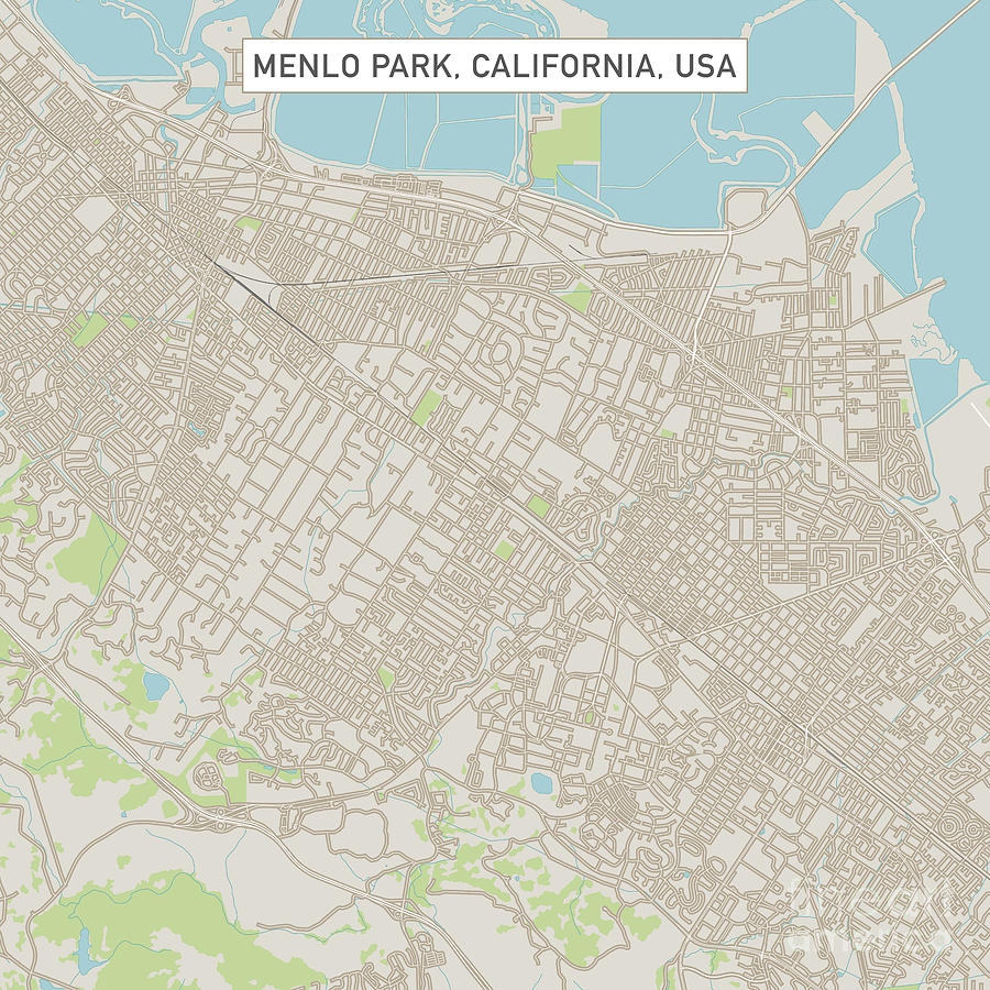 City Digital Art - Menlo Park California US City Street Map by Frank Ramspott