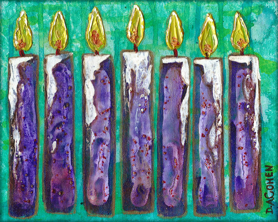 Menorah in Purple Painting by Deb Cohen - Fine Art America