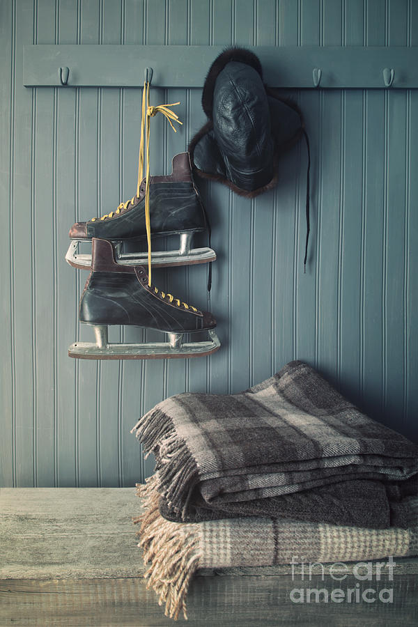 Mens vintage skates and hat hanging on hook  Photograph by Sandra Cunningham