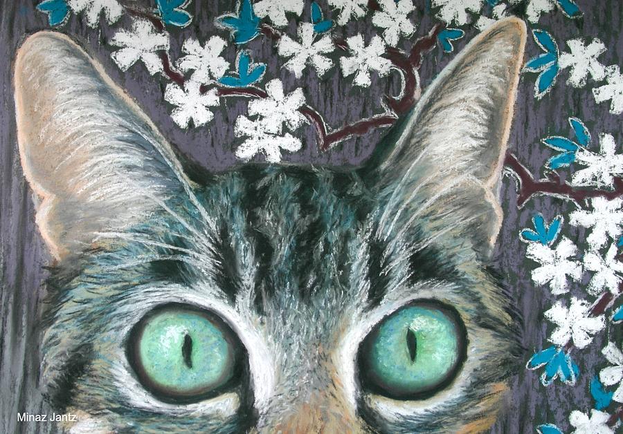 Meow-merized close-up2 Painting by Minaz Jantz