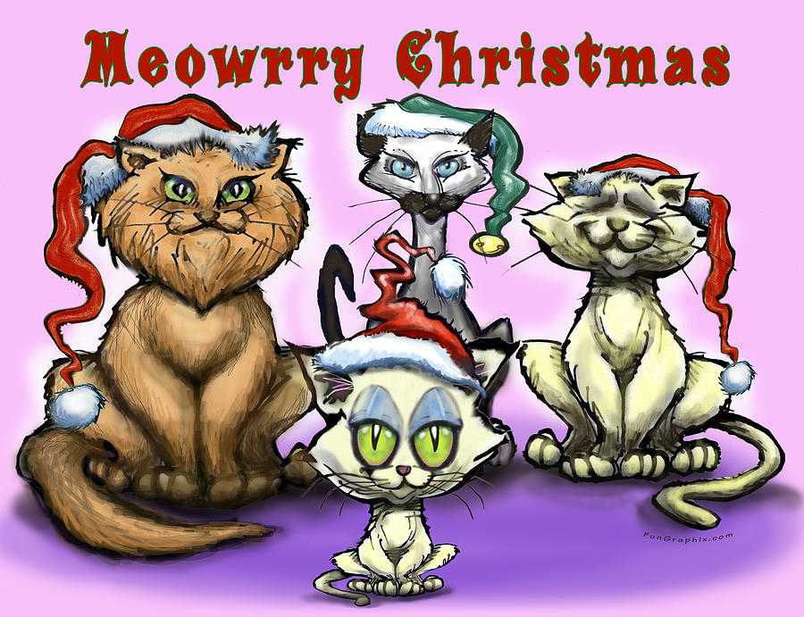 Meowrry Christmas Digital Art by Kevin Middleton