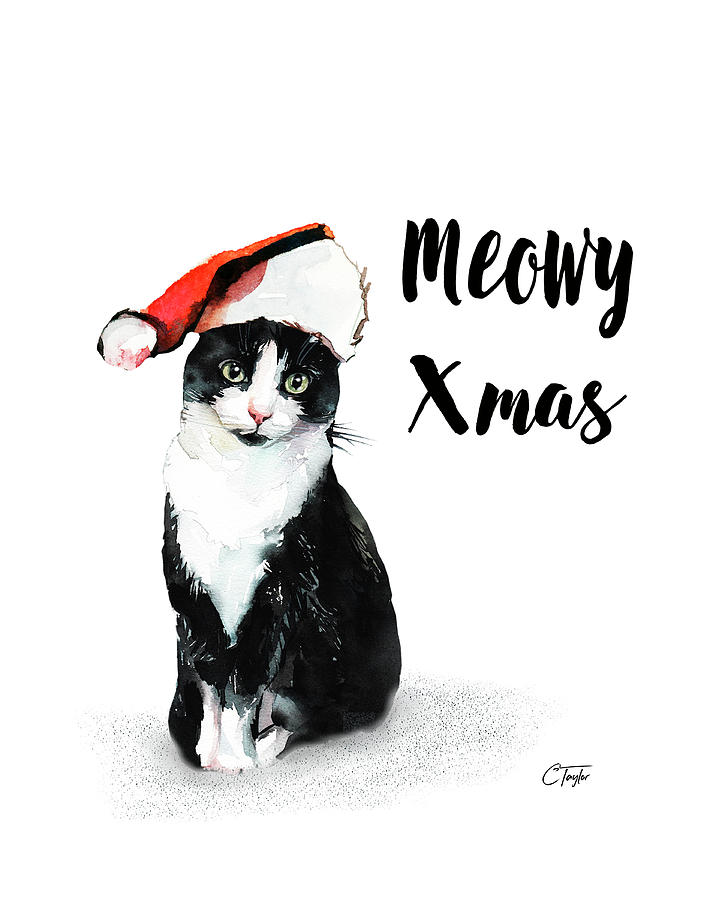 Meowy Xmas Painting by Colleen Taylor