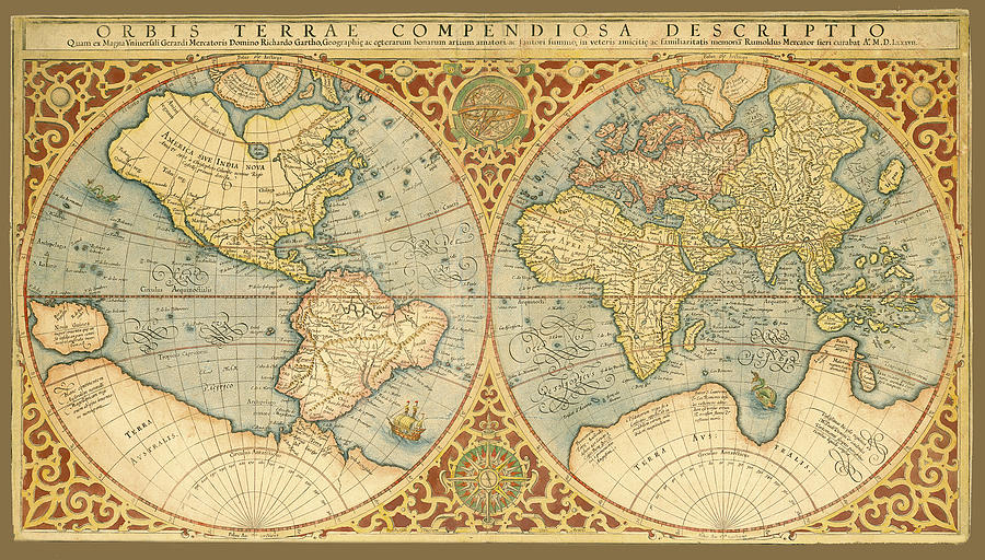 Mercator 1587 World Map Photograph by C H Apperson