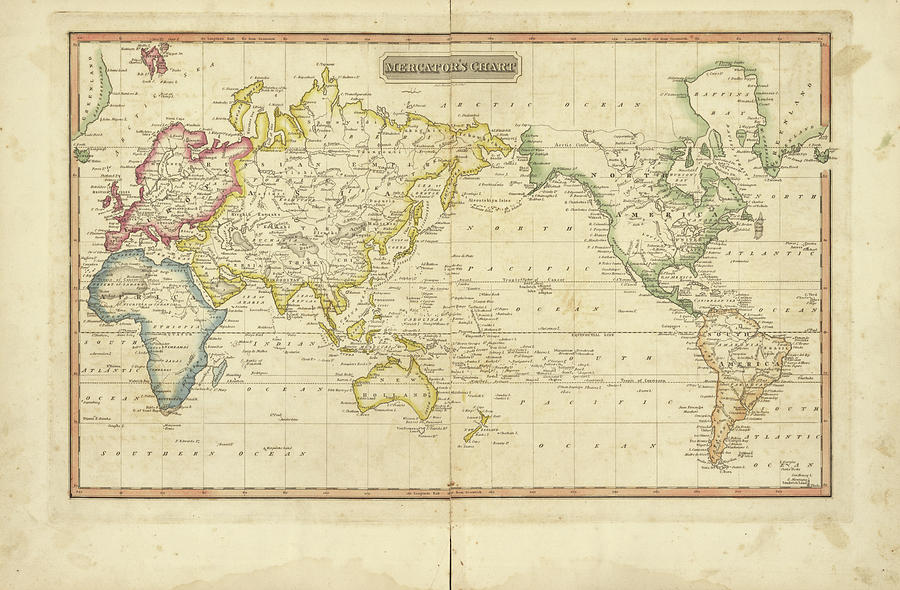 Mercator's chart Painting by Fielding Lucas - Fine Art America