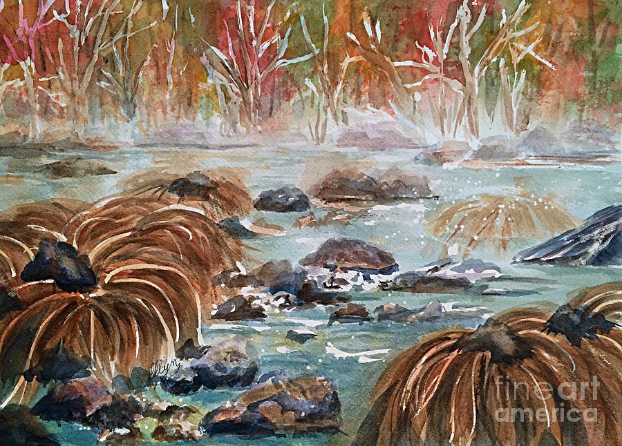 Merced River Yosemite Autumn Painting by Ellen Levinson
