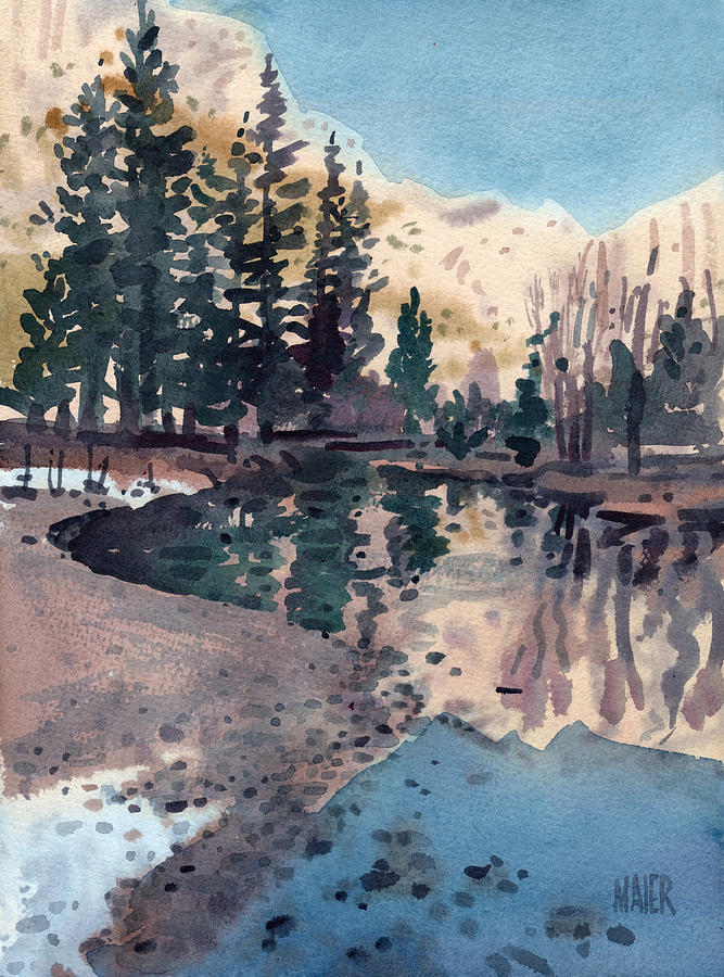 Merced River in January Painting by Donald Maier