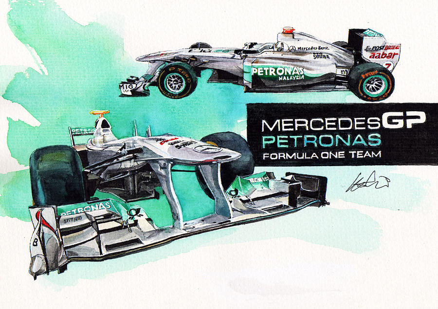 Mercedes AMG Petronas Formula-1 Painting by Yoshiharu Miyakawa