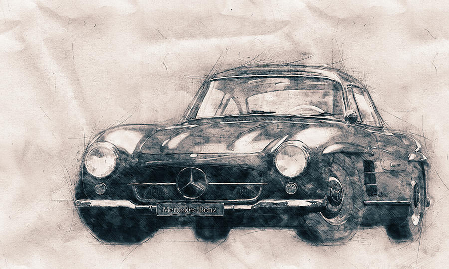 Mercedes-Benz 300 SL - Grand Tourer - Roadster - Automotive Art - Car Posters Mixed Media by Studio Grafiikka