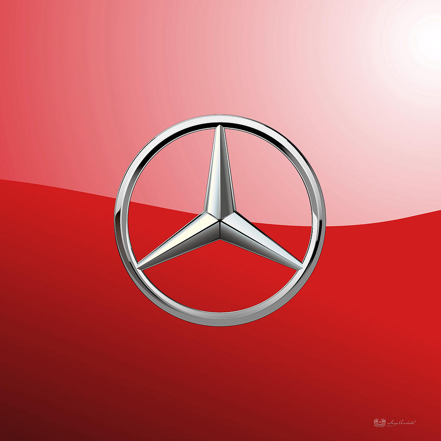 Mercedes-benz - 3d Badge On Red Digital Art by Serge Averbukh
