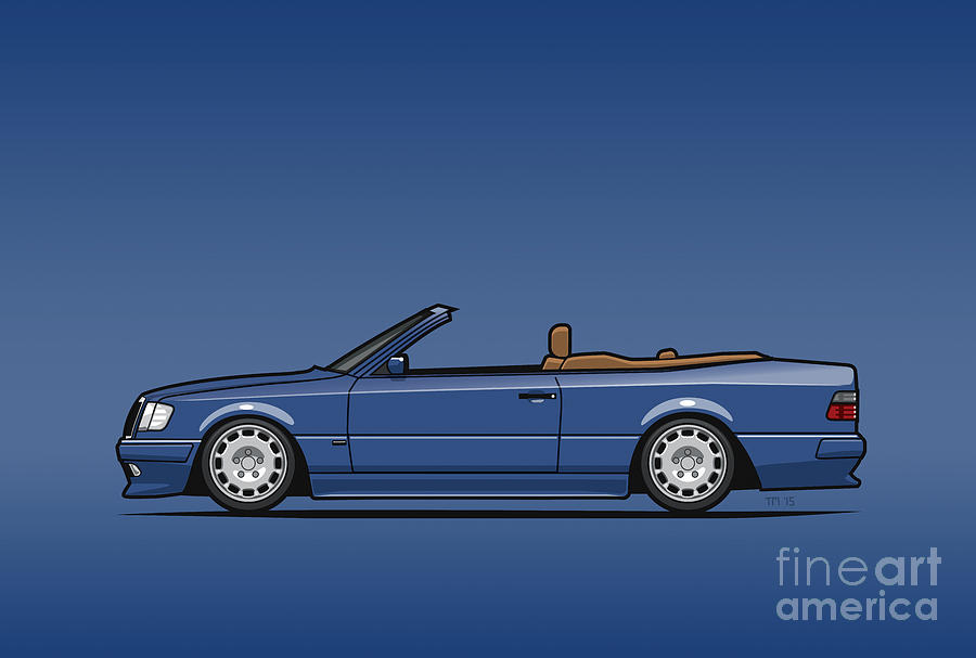 Car Digital Art - Mercedes Benz Carlsson A124 W124 300E E-Class Blue Cabrio by Tom Mayer II Monkey Crisis On Mars