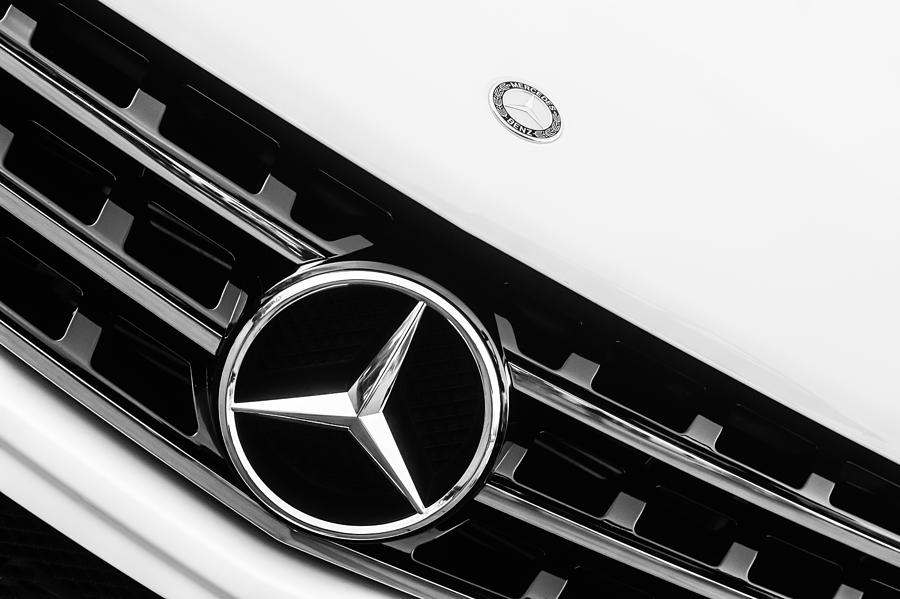 Mercedes-Benz Emblem - Grille Logo -0030bw Photograph by Jill Reger