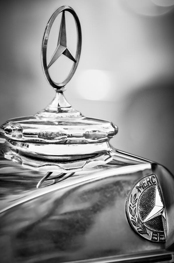 Mercedes-Benz Hood Ornament - Emblem -0961bw Photograph by Jill Reger