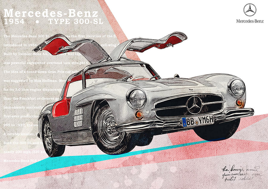 300 Digital Art - Mercedes-Benz SL 300   by Yurdaer Bes