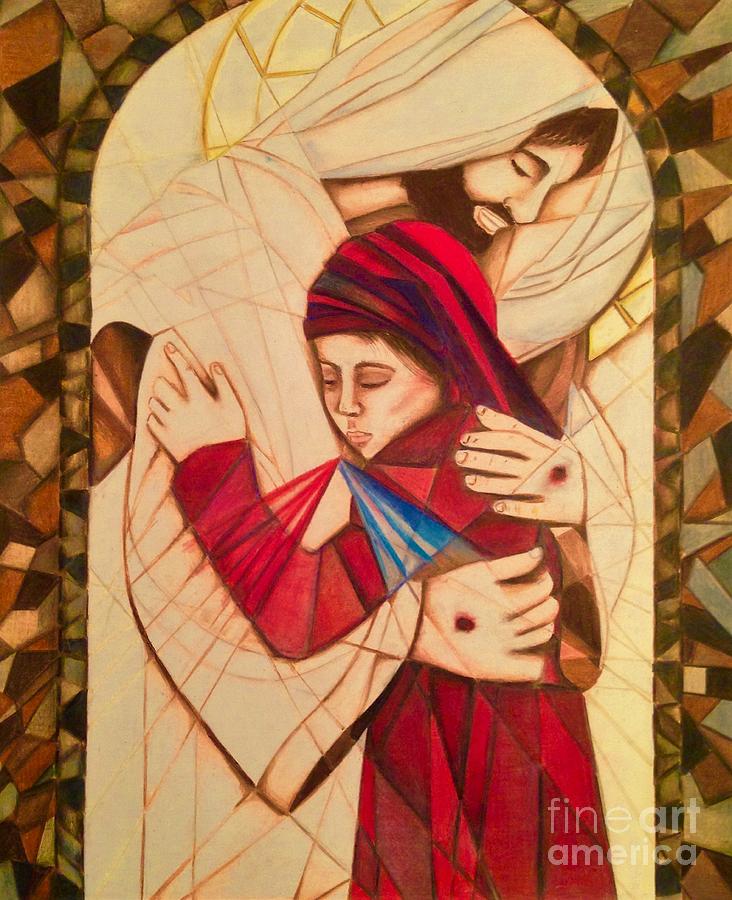 Merciful Jesus Drawing by Sandra Baro Sfer