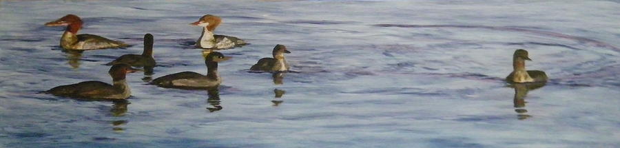 Mergansers Join In Painting by Terry Honstead