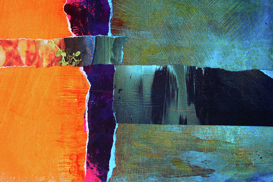 Meridian Abstract Collage Mixed Media by Nancy Merkle
